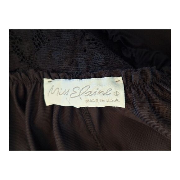 VINTAGE USA MISS ELAINE PEIGNOIR SET BLACK NIGHTGOWN and ROBE LONG LACE SMALL - Picture 6 of 16